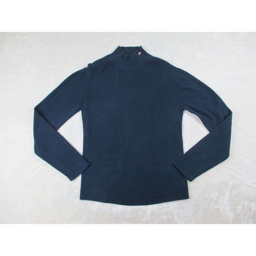 VINTAGE Polo Jeans Ralph Lauren Shirt Womens Large Blue Long‎ Sleeve Turtleneck